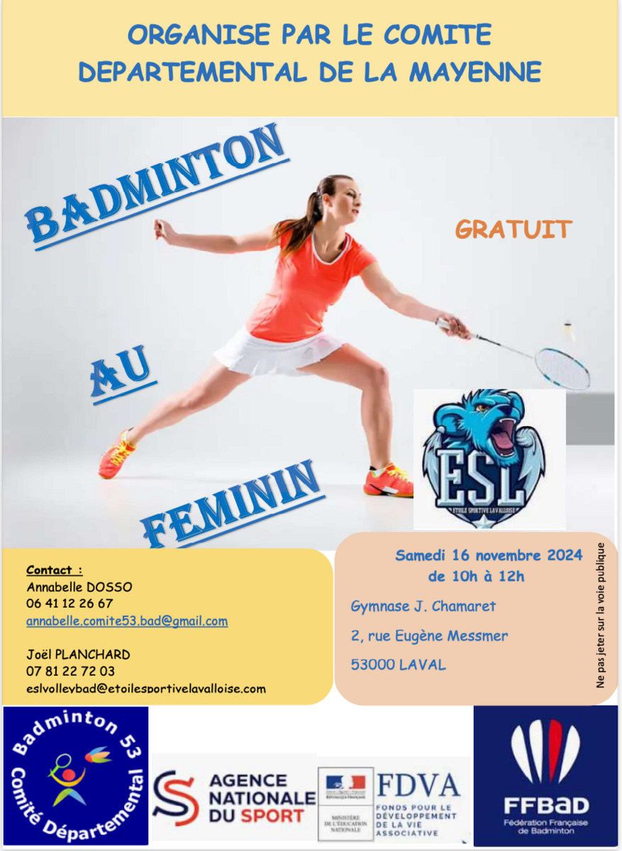 BADMINTON AU FÉMININ À L'ES LAVAL